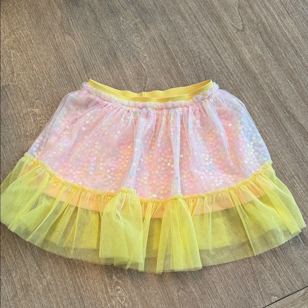 Truly Me Pink and Yellow Tulle Skirt